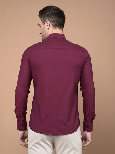 Maroon 100% Cotton Shirt-Men Shirts-Crimsoune Club