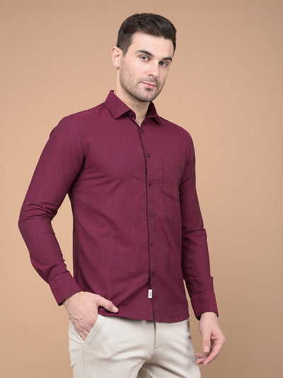 Maroon 100% Cotton Shirt-Men Shirts-Crimsoune Club