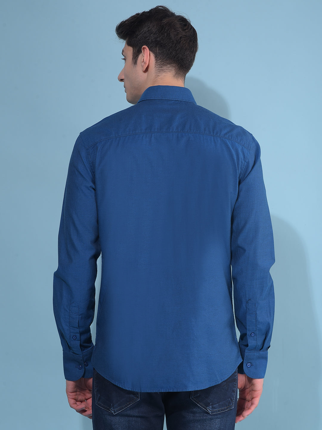 Blue 100% Cotton Shirt-Men Shirts-Crimsoune Club