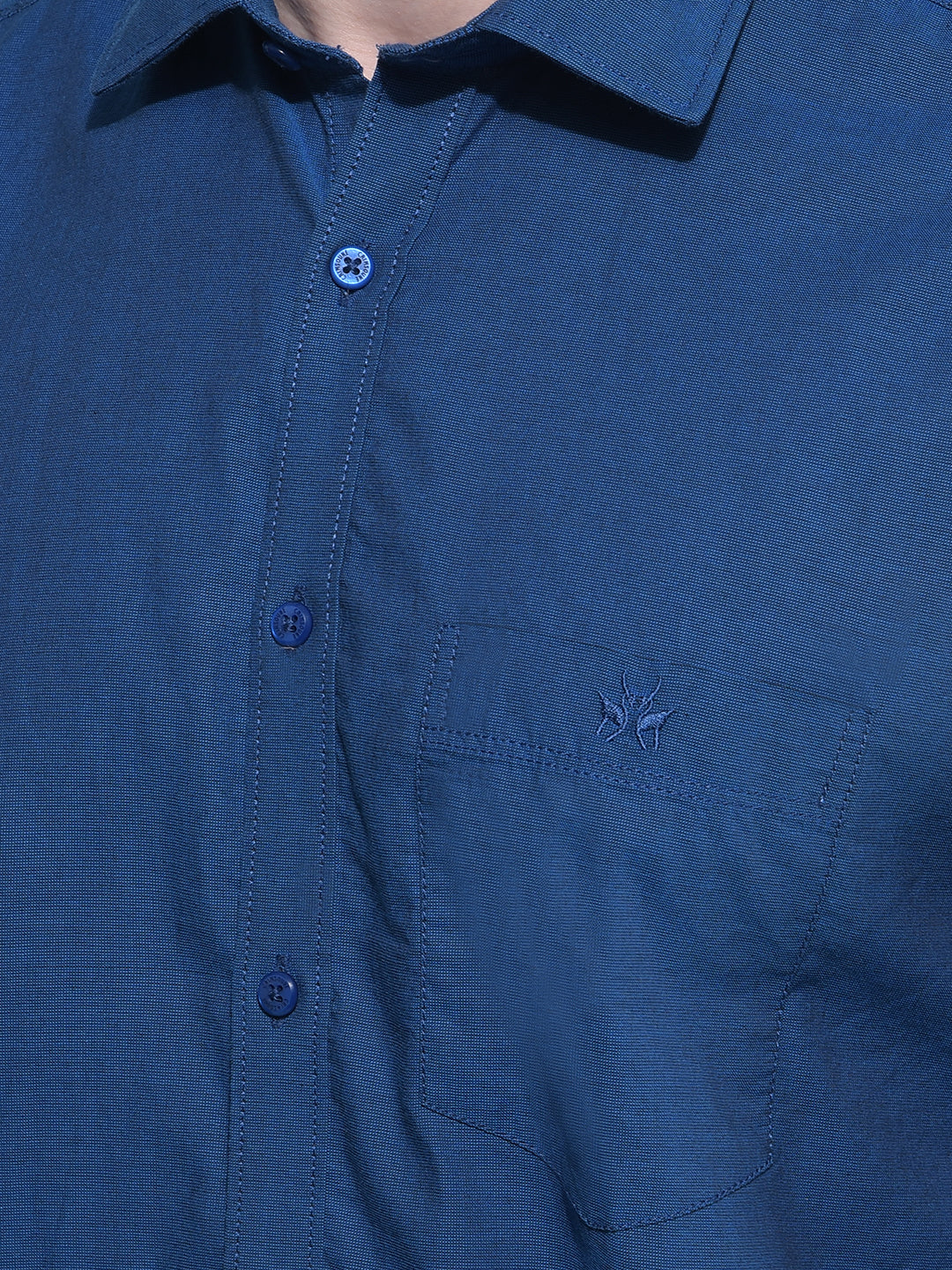 Blue 100% Cotton Shirt-Men Shirts-Crimsoune Club