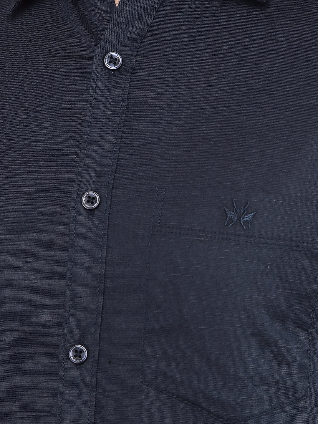 Navy Blue Linen Shirt-Men Shirts-Crimsoune Club
