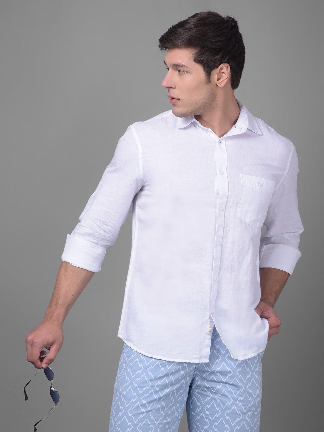 White Linen Shirt-Men Shirts-Crimsoune Club