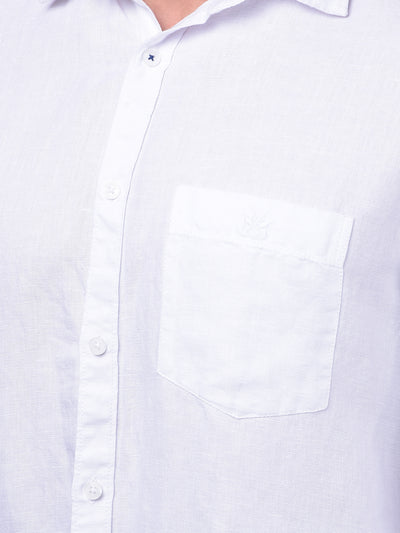 White Linen Shirt-Men Shirts-Crimsoune Club