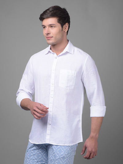 White Linen Shirt-Men Shirts-Crimsoune Club