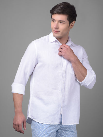 White Linen Shirt-Men Shirts-Crimsoune Club