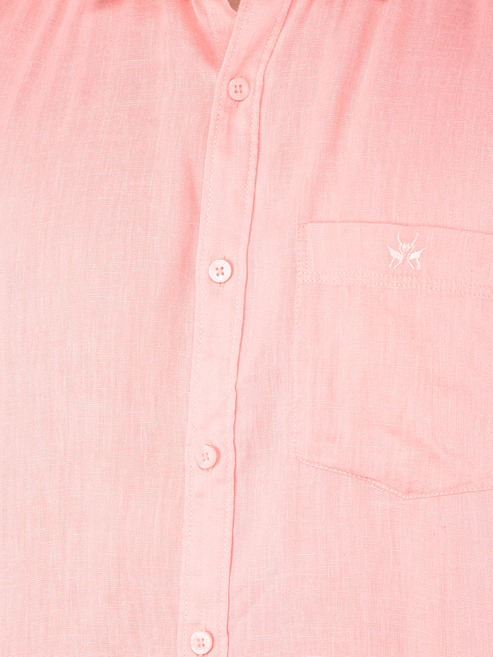Peach Linen Shirt-Men Shirts-Crimsoune Club