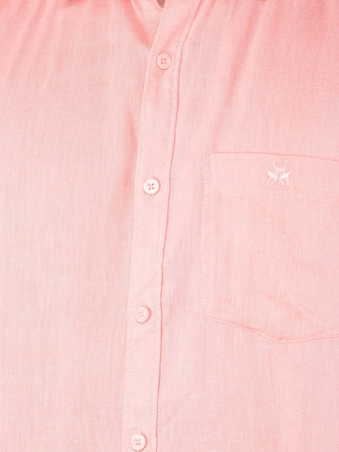 Peach Linen Shirt-Men Shirts-Crimsoune Club