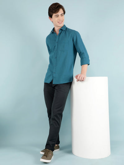 Green Linen Shirt-Men Shirts-Crimsoune Club