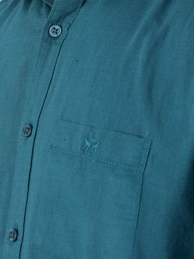 Green Linen Shirt-Men Shirts-Crimsoune Club