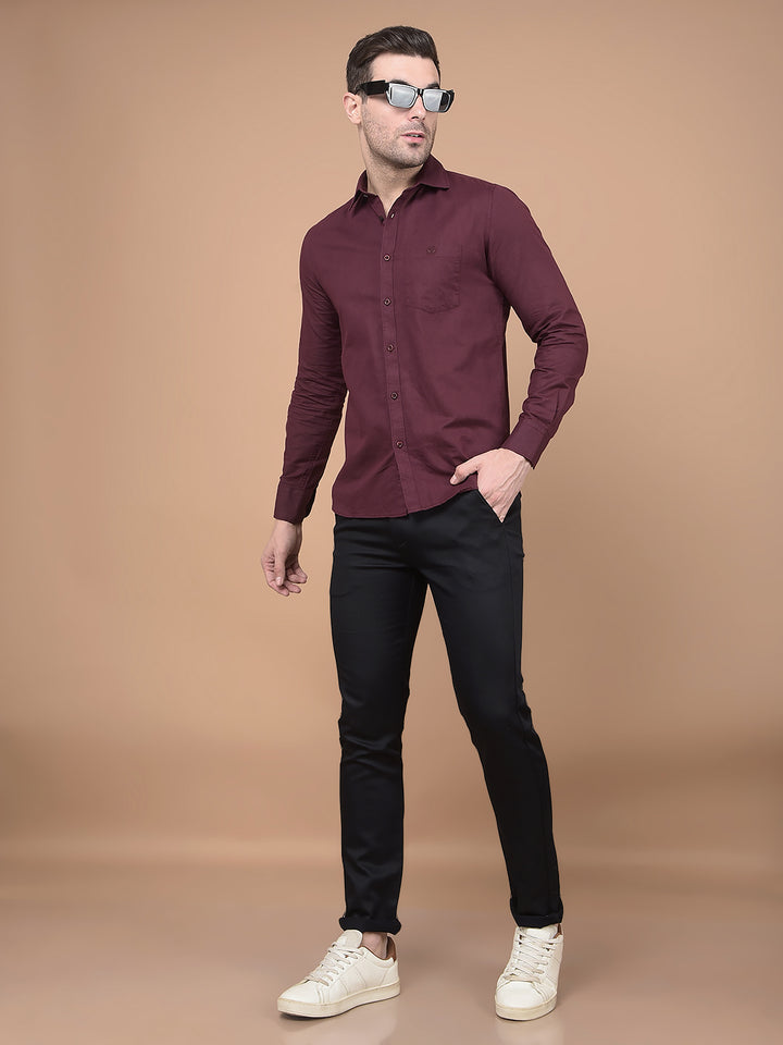 Wine Linen Shirt-Men Shirts-Crimsoune Club