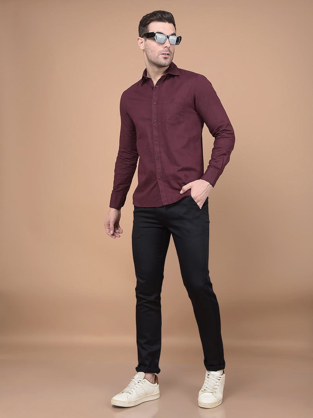 Wine Linen Shirt-Men Shirts-Crimsoune Club