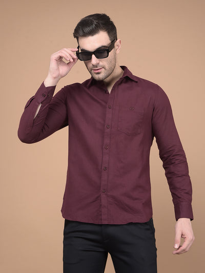 Wine Linen Shirt-Men Shirts-Crimsoune Club