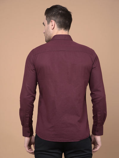 Wine Linen Shirt-Men Shirts-Crimsoune Club