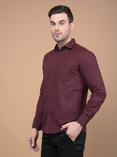 Wine Linen Shirt-Men Shirts-Crimsoune Club