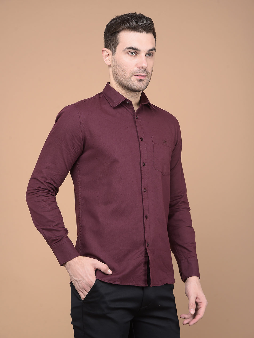 Wine Linen Shirt-Men Shirts-Crimsoune Club
