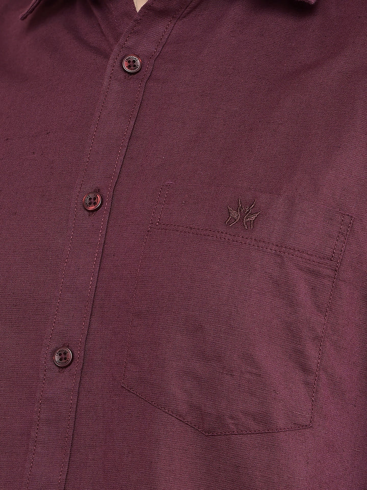 Wine Linen Shirt-Men Shirts-Crimsoune Club