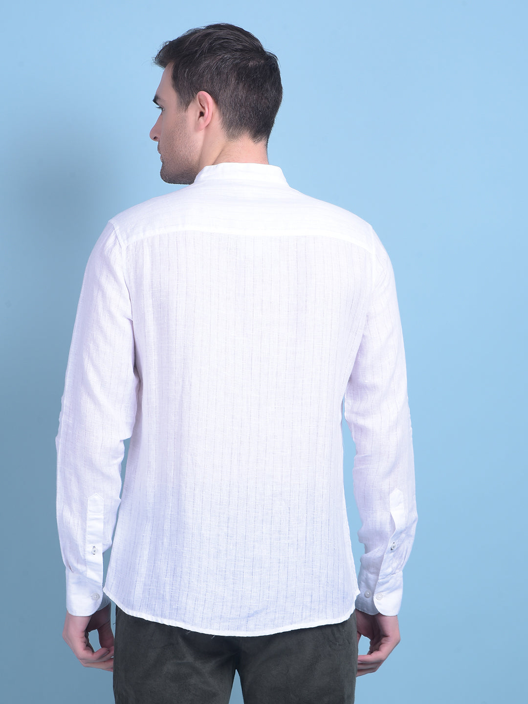 White Vertical Striped Shirt-Men Shirts-Crimsoune Club