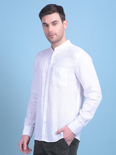 White Vertical Striped Shirt-Men Shirts-Crimsoune Club