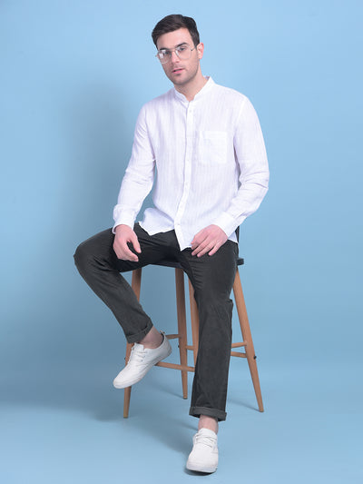 White Vertical Striped Shirt-Men Shirts-Crimsoune Club