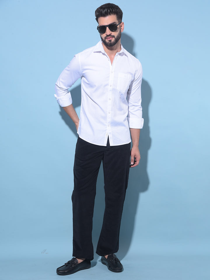 White 100% Cotton Shirt-Men Shirts-Crimsoune Club