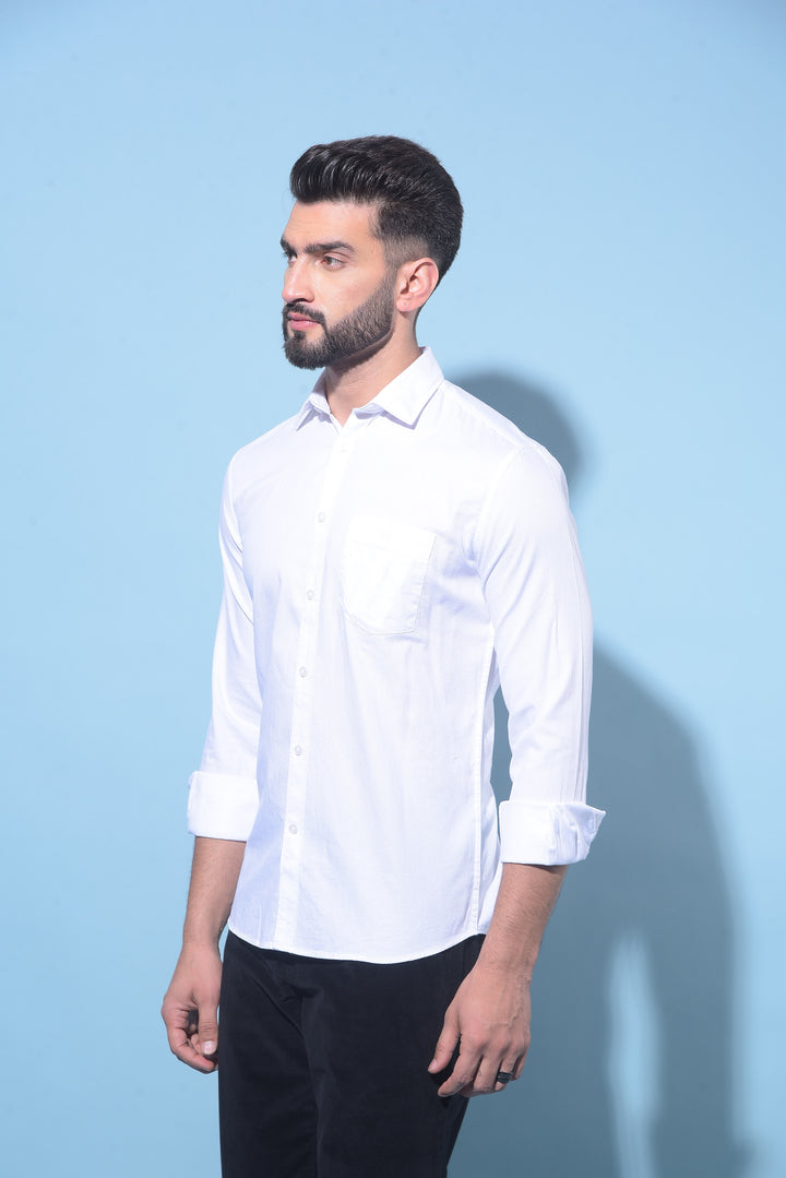 White 100% Cotton Shirt-Men Shirts-Crimsoune Club