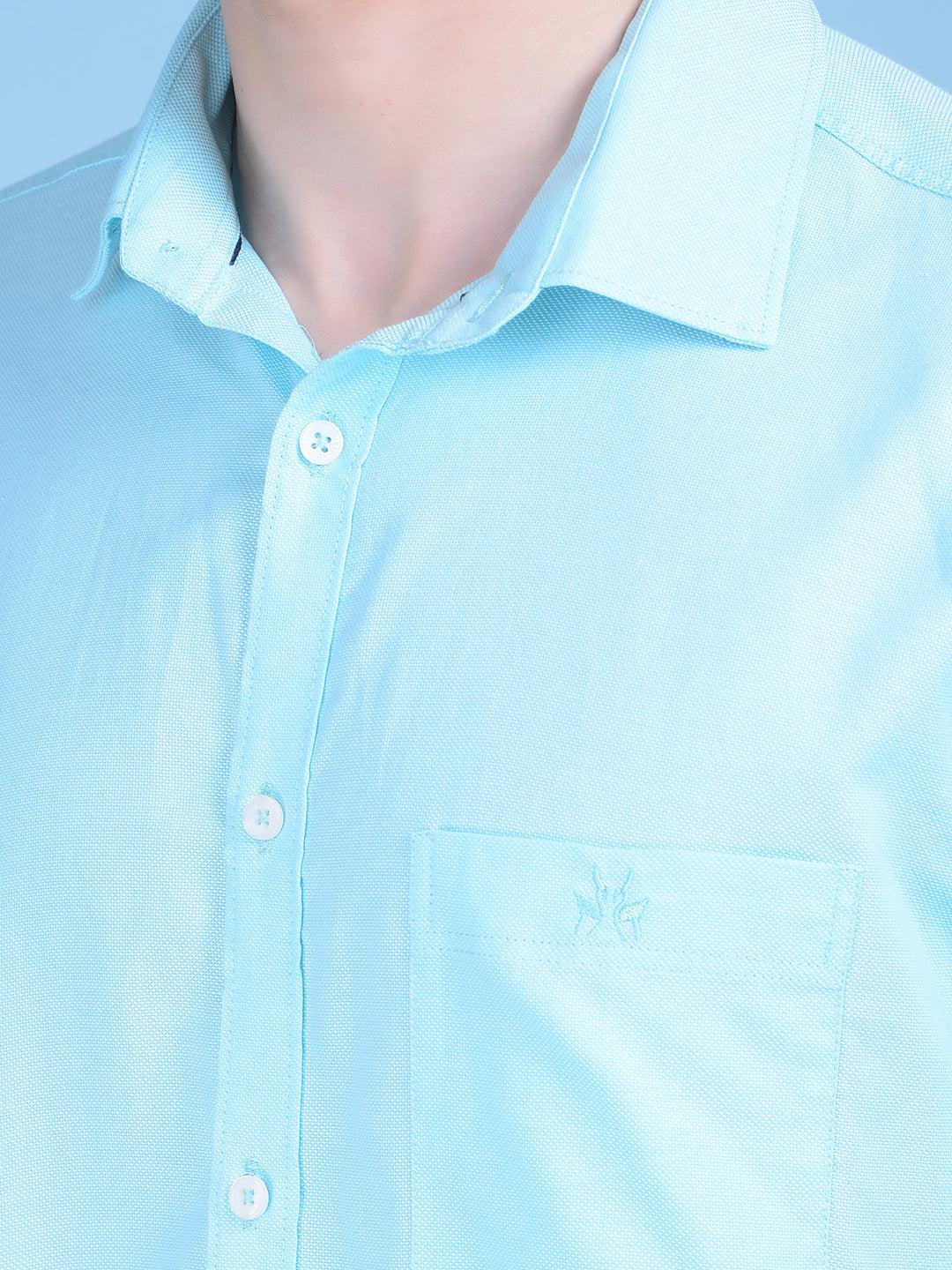 Blue 100% Cotton Shirt-Men Shirts-Crimsoune Club