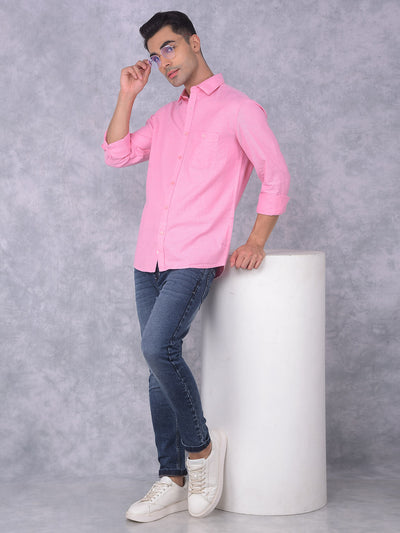 Pink 100% Cotton Shirt-Men Shirts-Crimsoune Club
