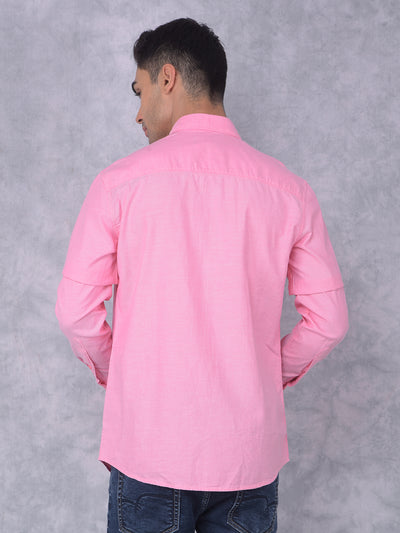 Pink 100% Cotton Shirt-Men Shirts-Crimsoune Club