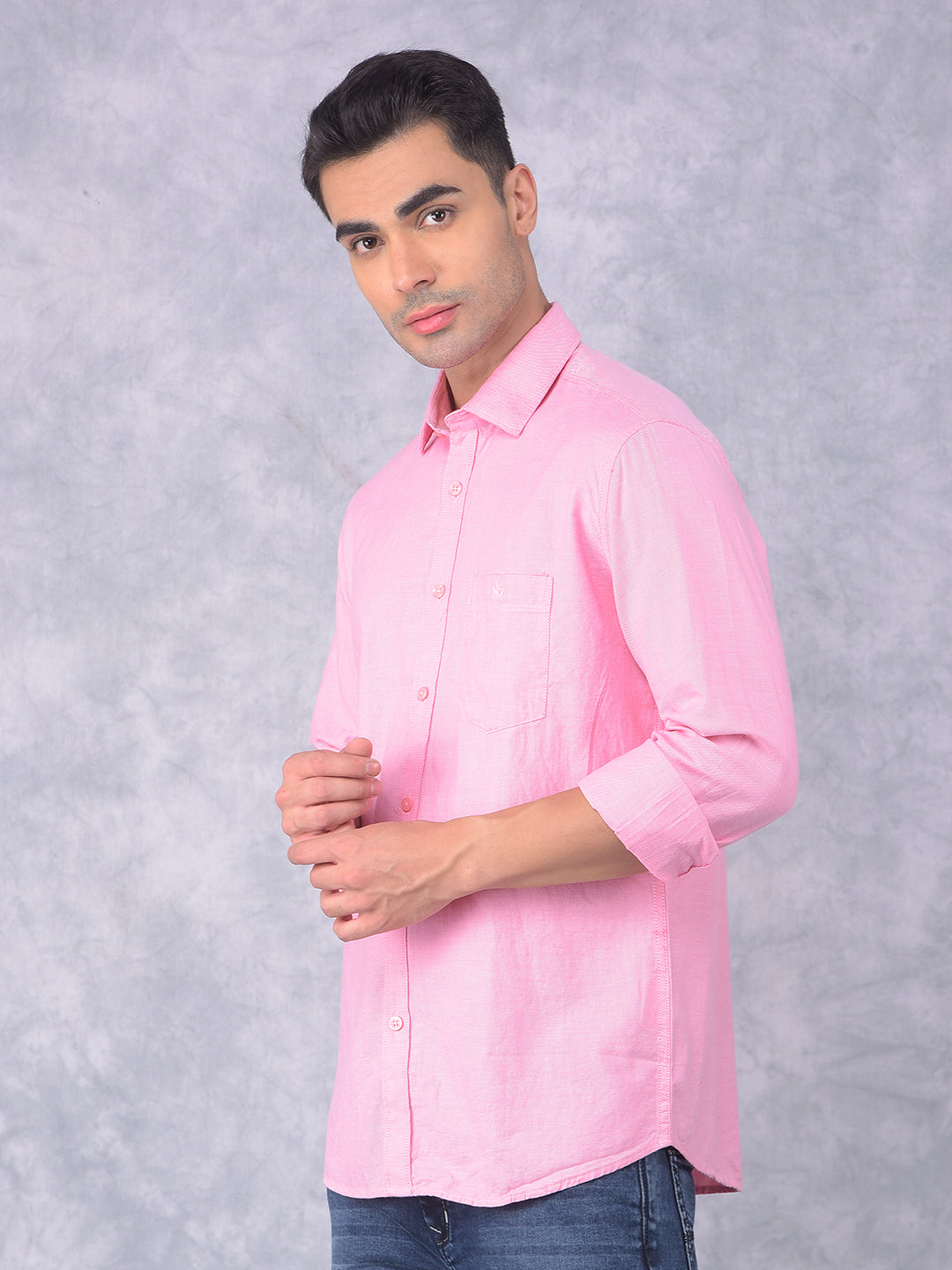 Pink 100% Cotton Shirt-Men Shirts-Crimsoune Club