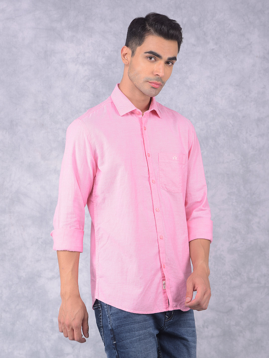 Pink 100% Cotton Shirt-Men Shirts-Crimsoune Club