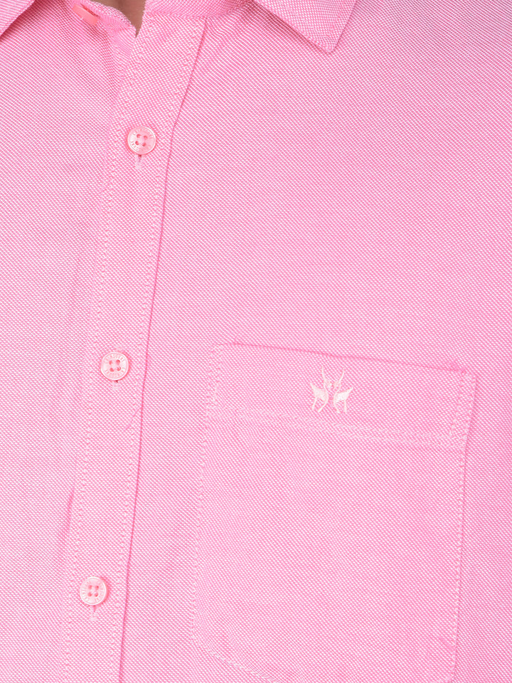 Pink 100% Cotton Shirt-Men Shirts-Crimsoune Club