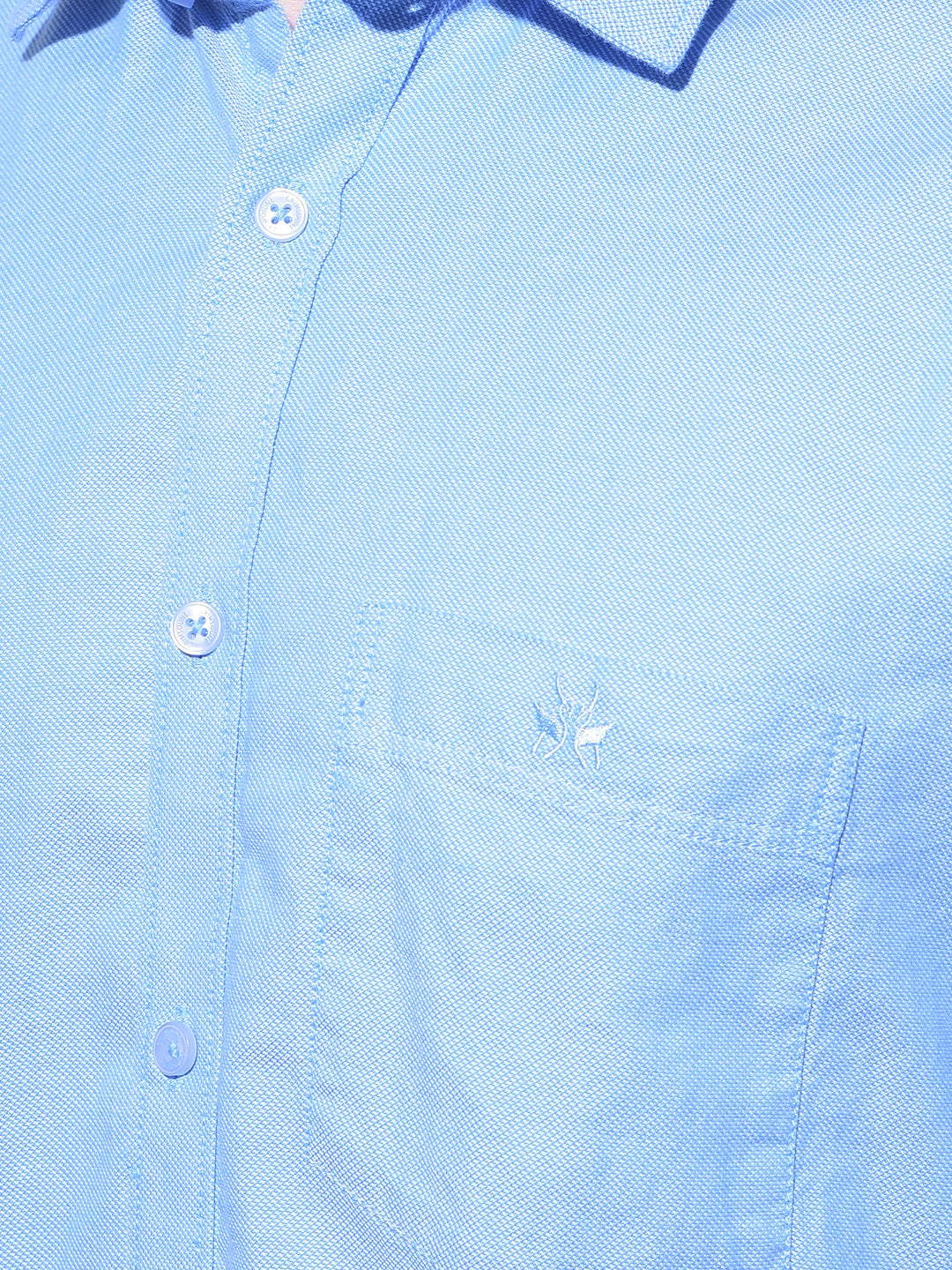 Blue Embroidered 100% Cotton Shirt-Men Shirts-Crimsoune Club