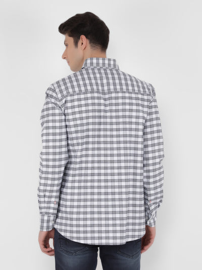 White 100% Cotton Checked Shirt-Men Shirts-Crimsoune Club