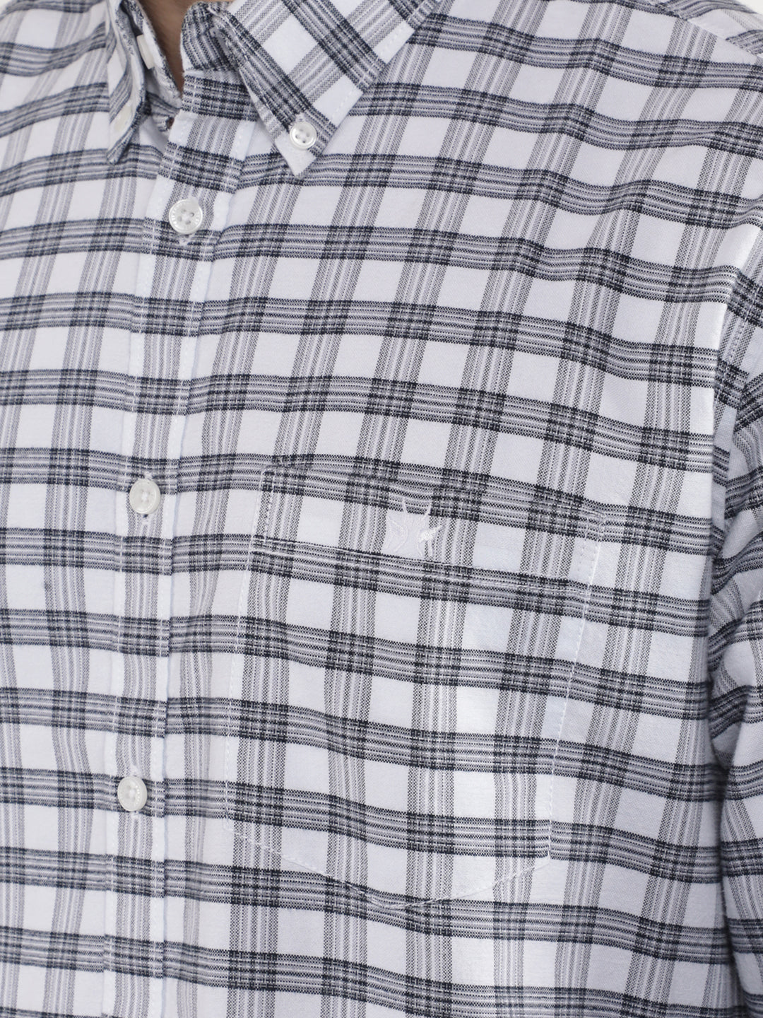 White 100% Cotton Checked Shirt-Men Shirts-Crimsoune Club