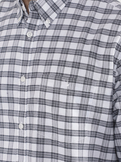White 100% Cotton Checked Shirt-Men Shirts-Crimsoune Club