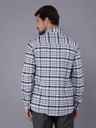 Green 100% Cotton Checked Shirt-Men Shirts-Crimsoune Club