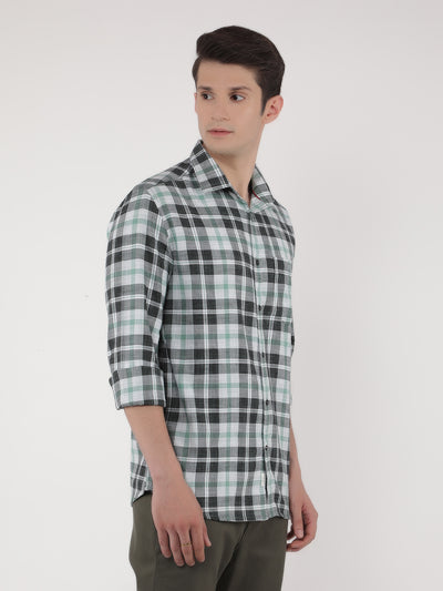 Green 100% Cotton Checked Shirt-Men Shirts-Crimsoune Club