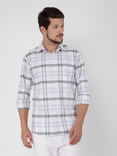 White 100% Cotton Checked Shirt-Men Shirts-Crimsoune Club