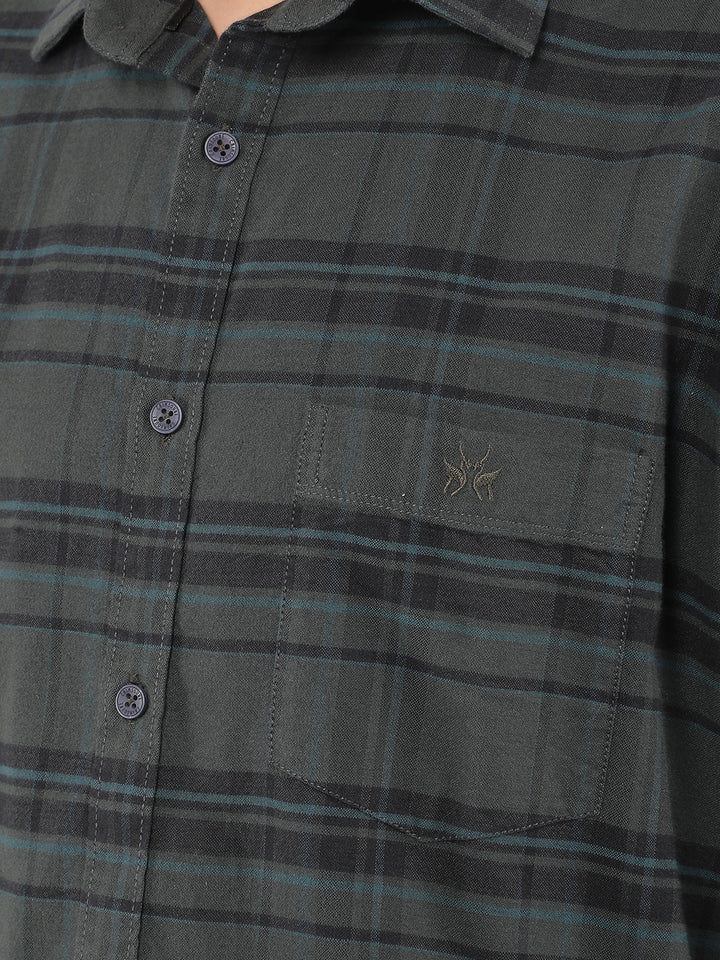 Green Checkered 100% Cotton Shirt-Men Shirts-Crimsoune Club