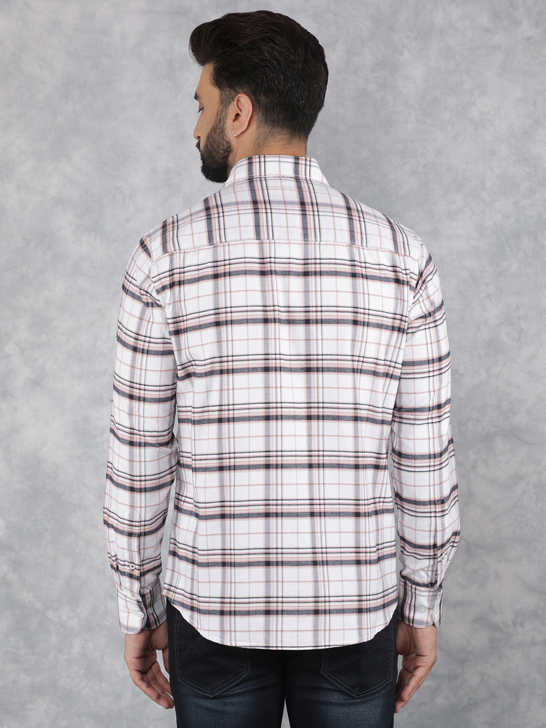 White Checked 100% Cotton Shirt-Men Shirts-Crimsoune Club