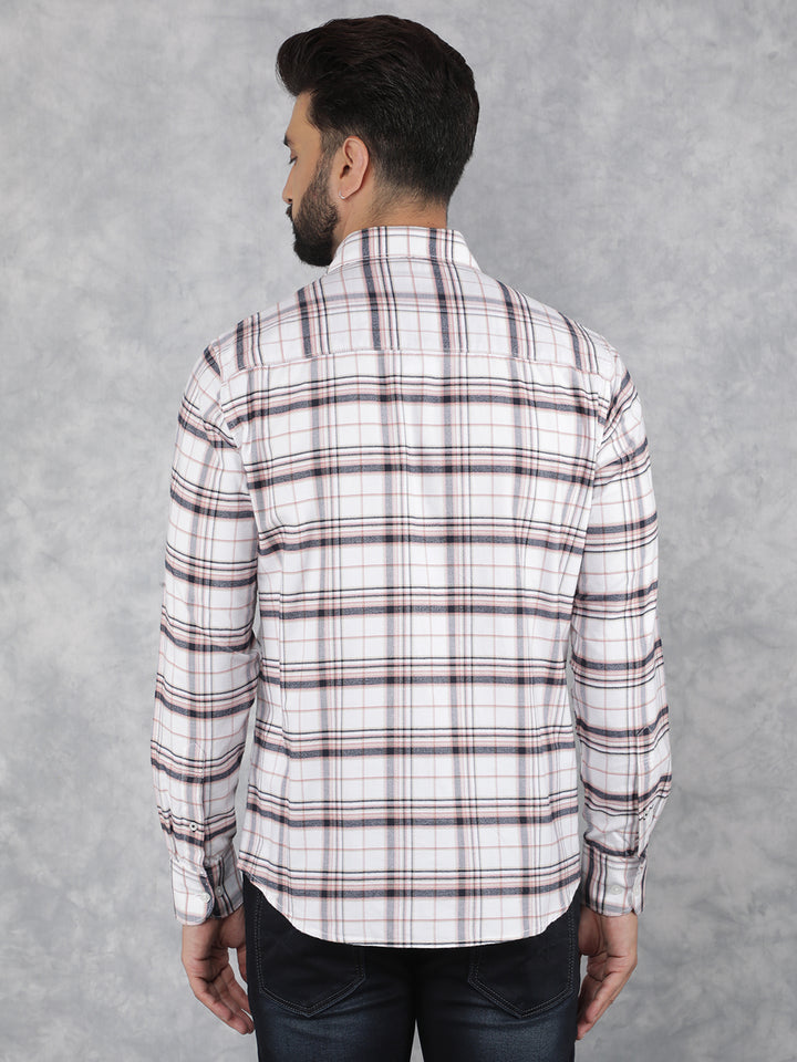 White Checked 100% Cotton Shirt-Men Shirts-Crimsoune Club