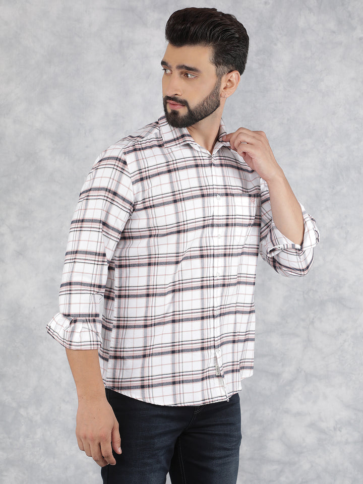White Checked 100% Cotton Shirt-Men Shirts-Crimsoune Club