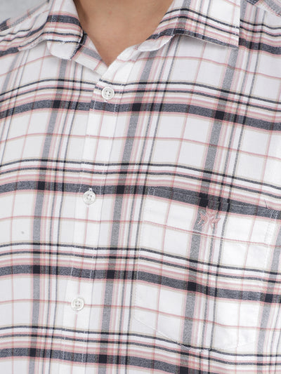 White Checked 100% Cotton Shirt-Men Shirts-Crimsoune Club