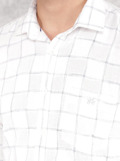 White Checked 100% Cotton Shirt-Men Shirts-Crimsoune Club