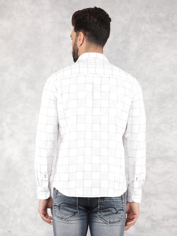 White Checked 100% Cotton Shirt-Men Shirts-Crimsoune Club