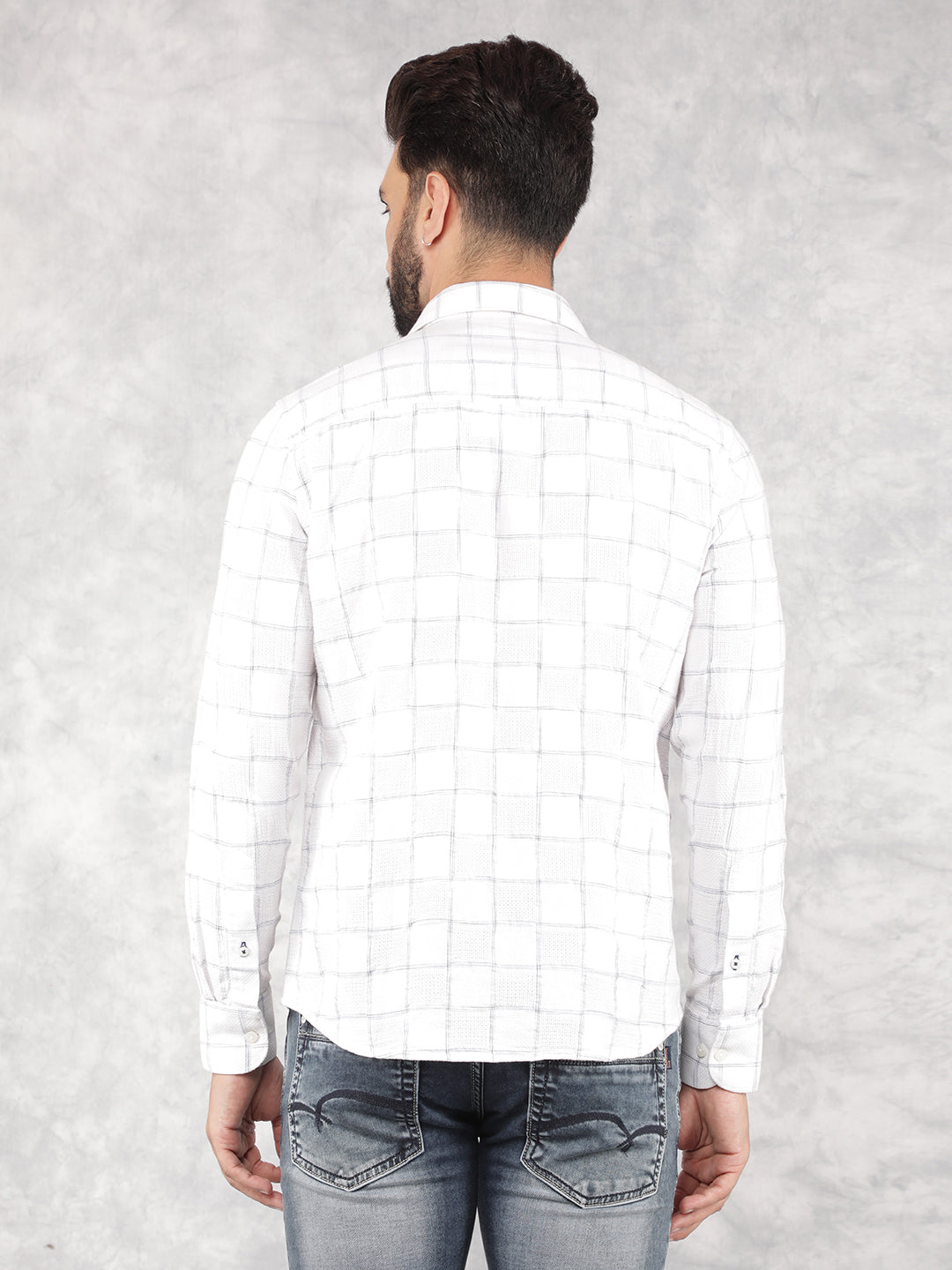 White Checked 100% Cotton Shirt-Men Shirts-Crimsoune Club