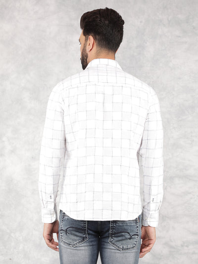 White Checked 100% Cotton Shirt-Men Shirts-Crimsoune Club