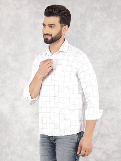 White Checked 100% Cotton Shirt-Men Shirts-Crimsoune Club