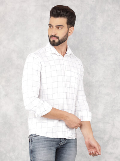 White Checked 100% Cotton Shirt-Men Shirts-Crimsoune Club