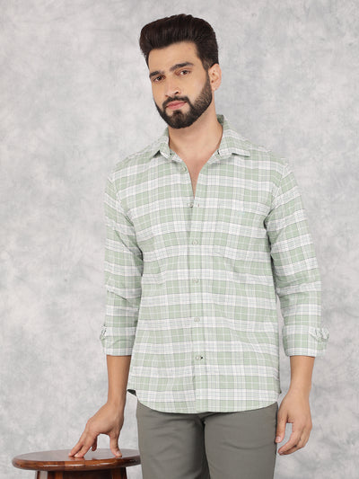 Green Checked 100% Cotton Shirt-Men Shirts-Crimsoune Club
